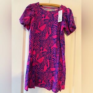 Lilly Pulitzer Girls Pink and Blue Zebra Print Dress nwt Sz 12-14